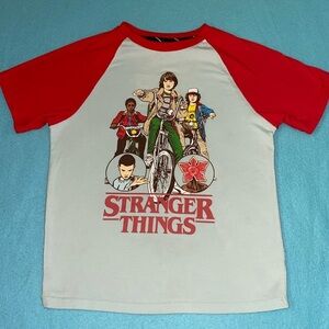 Stranger Things Short Sleeve Tee by Netflix jersey style blue red size M 8-10